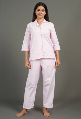 Pink solid cotton co-ord set for women 2