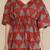 Red geometric printed cotton kaftan co-ord set for women