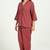Red checks printed cotton co-ord set for women