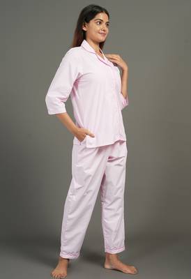 Pink solid cotton co-ord set for women 3