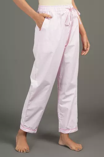 Pink solid cotton co-ord set for women