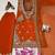 Orange premium chinon embroidered kurti pant set with dupatta