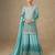 Sky blue georgette embroidered sequins mirror work palazzo suit