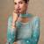 Sky blue georgette embroidered sequins mirror work palazzo suit