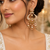 Floral Meenakari Polki Chand Earrings