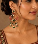Heritage meenakari polki chand earrings