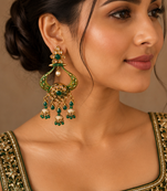 Royal meenakari polki chand earrings