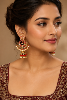 Floral Meenakari Kundan Jhumki Earrings 2