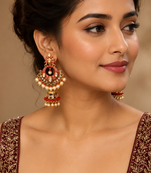 Floral Meenakari Kundan Jhumki Earrings