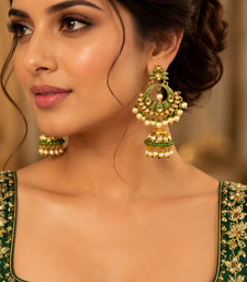 Traditional meenakari kundan jhumki earrings