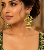 Traditional meenakari kundan jhumki earrings