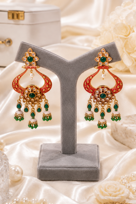 Heritage meenakari polki chand earrings 1