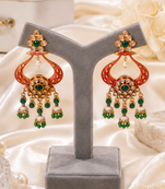 Heritage meenakari polki chand earrings