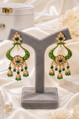 Royal meenakari polki chand earrings 1