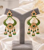 Royal meenakari polki chand earrings