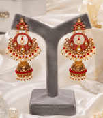 Floral Meenakari Kundan Jhumki Earrings