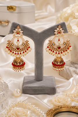 Pearl meenakari kundan jhumki earrings 2