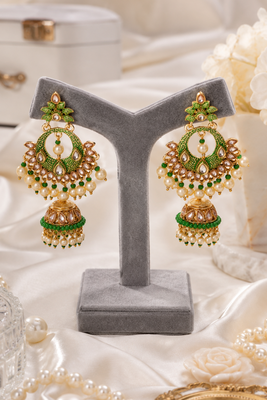 Traditional meenakari kundan jhumki earrings 1