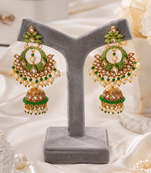 Traditional meenakari kundan jhumki earrings