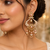 Floral Meenakari Polki Chand Earrings
