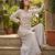 Grey premium chinon beads work palazzo suit set with dupatta