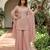 Pink premium chinon beads work palazzo suit set with dupatta