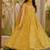 Yellow muslin digital print anarkali suit set with dupatta
