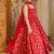 Red muslin digital print anarkali suit set with dupatta