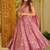 Pink muslin digital print anarkali suit set with dupatta