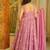 Pink muslin digital print anarkali suit set with dupatta