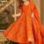 Orange muslin digital print anarkali suit set with dupatta