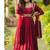 Dark red embroidery cotton  anarkali suit