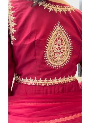 Dark red embroidery cotton  anarkali suit 3