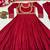 Dark red embroidery cotton  anarkali suit