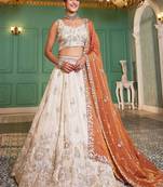 Ivory Tissue Silk Embroidered Lehenga Choli with Lavender Organza Dupatta