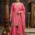 Rose pink embroidery chinnon silk blend  sharara suit set