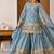 Dusty blue embroidery silk blend  sharara suit set