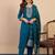teal blended cotton festive kurta set