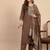 brown blended cotton festive kurta set