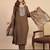 brown blended cotton festive kurta set