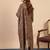 brown blended cotton festive kurta set