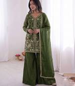 mehendi silk festive kurta set