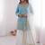 sky-blue silk festive kurta set