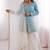 sky-blue silk festive kurta set