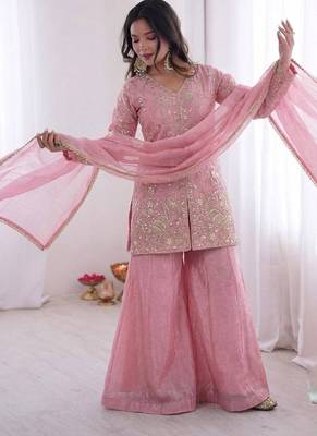 light-pink silk festive kurta set 2