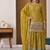 Mustard yellow embroidery silk blend  sharara suit set