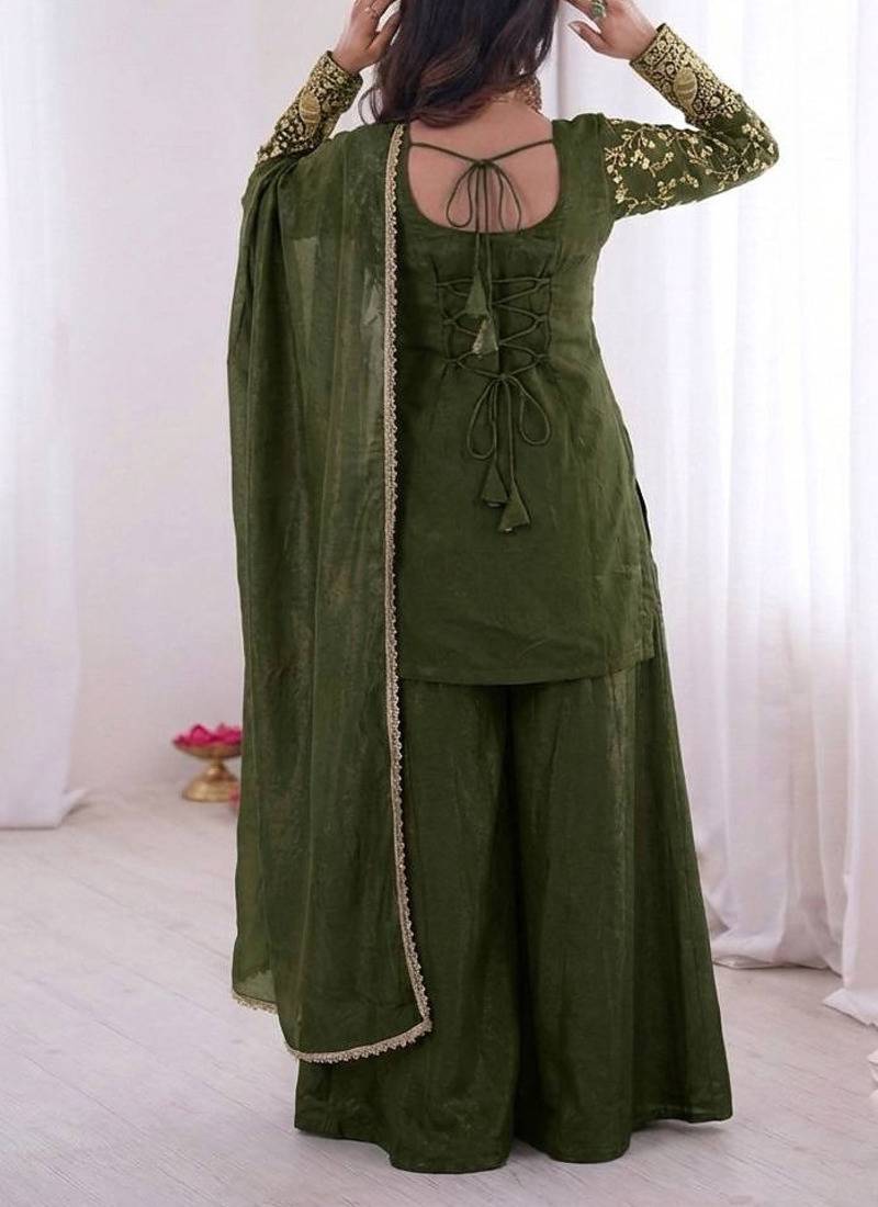 mehendi silk festive kurta set