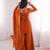 orange silk festive kurta set