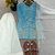 sky-blue silk festive kurta set