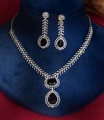 Black stones american diamond necklace set